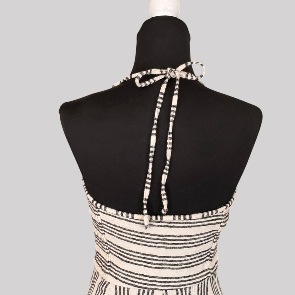 Bershka Cream Black Striped Wide Leg Jumpsuit Medium - Picture 5 of 10